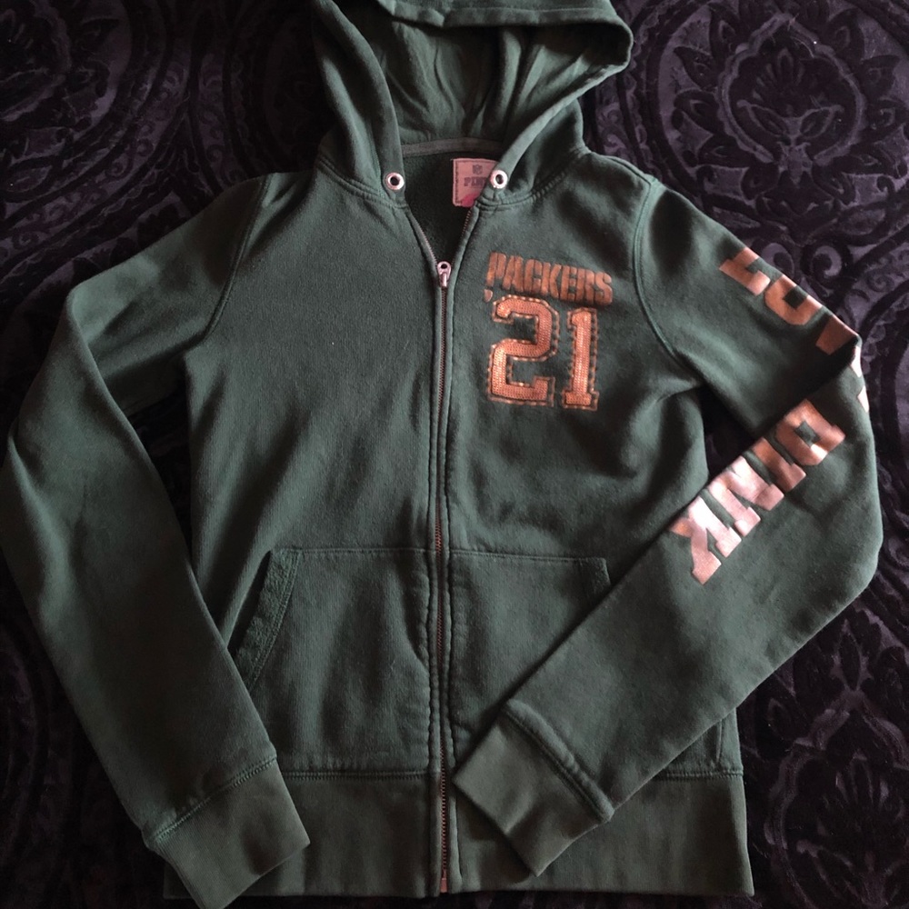 PINK zip-up Packers hoodie
